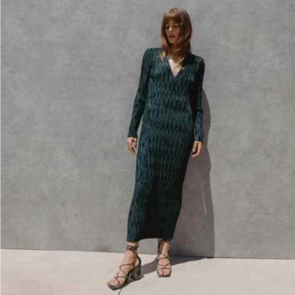 Zara Dark Green Midi Dress - Picture 1 of 5
